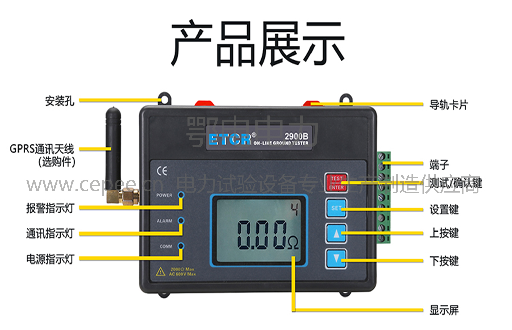 在线检测、实时监测 124mm×67mm液晶ETCR2900接触式接地电阻在线检测仪